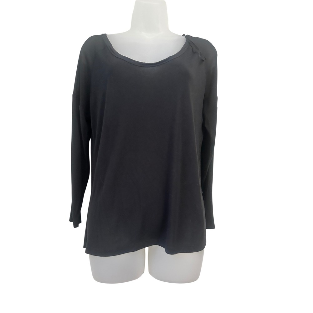 Juicy Couture Womens Black Long Sleeve Mesh Back Scoop Neck Top Size M